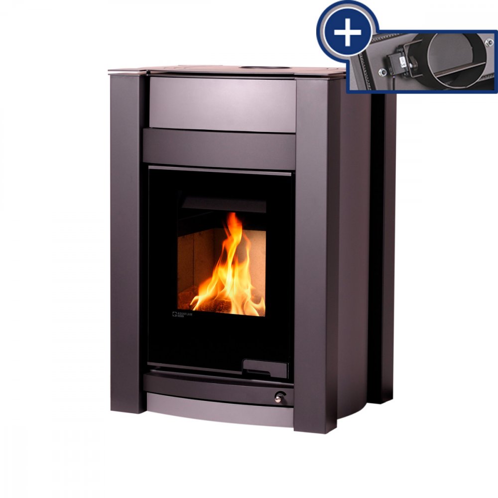 Levně HS FLAMINGO krbová kamna AQUAFLAM VARIO KALMAR 11/7 kW - šedá - elektronická regulace