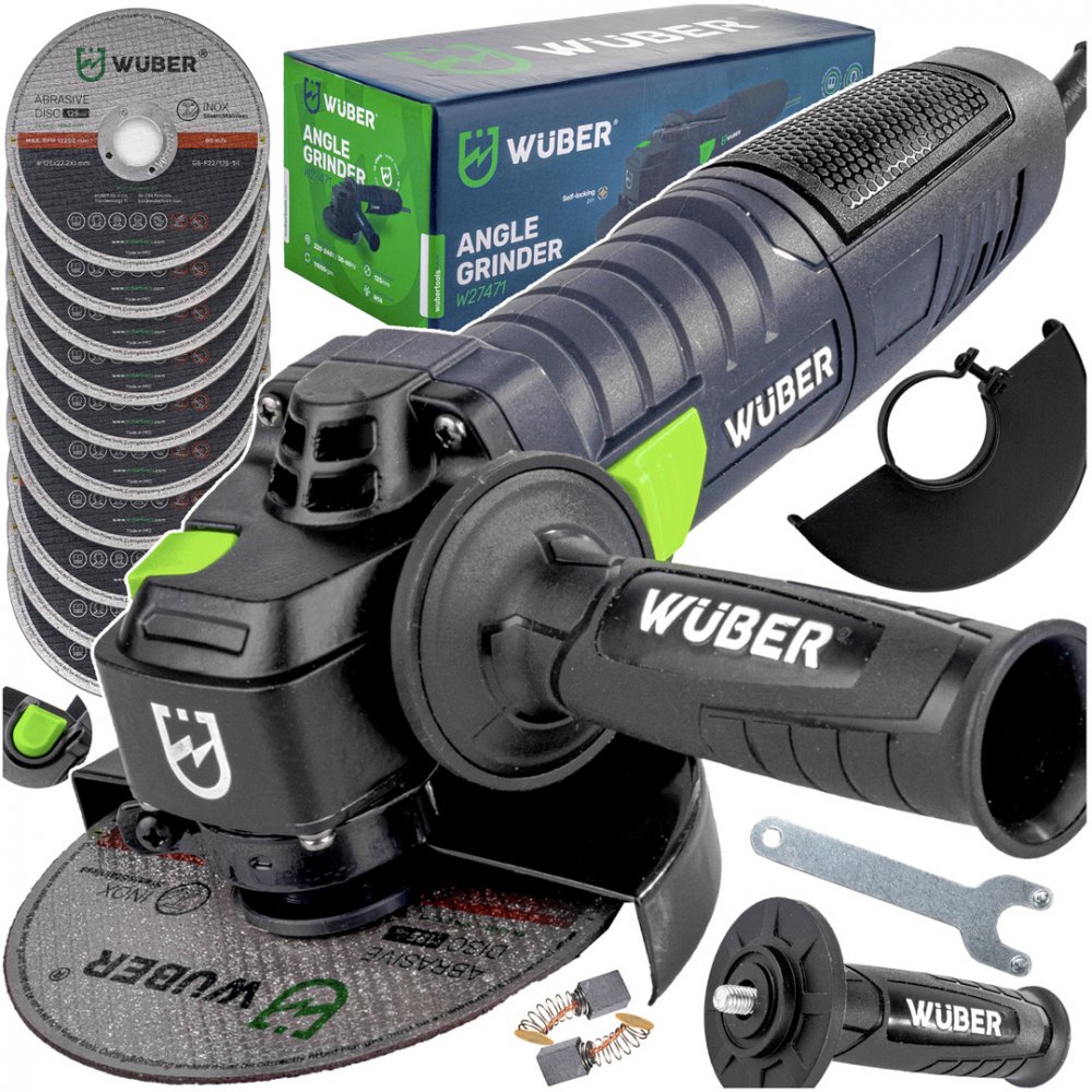 Levně WUBER Úhlová bruska 1500W 125mm + 10kotoučů W27471