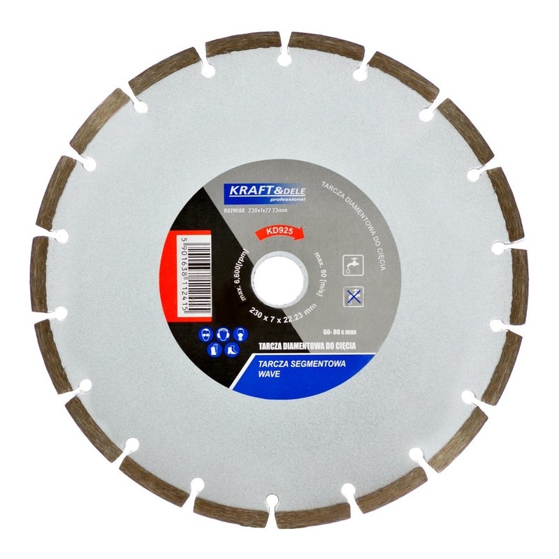 Levně Kraft&Dele KD925 segmentový kotouč pro řezání betonu 230x7x22,23mm