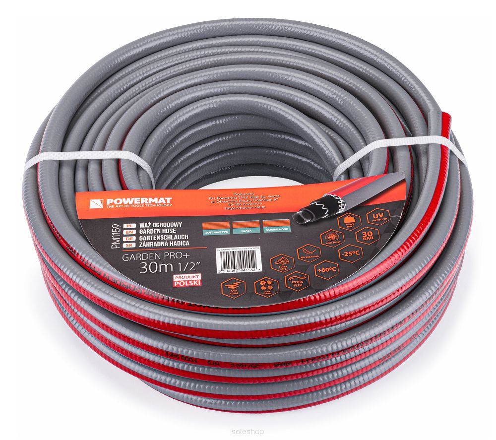 Levně POWERMAT Zahradní hadice 1/2" 30m 6-vrstvá GARDEN PRO+ PM1159