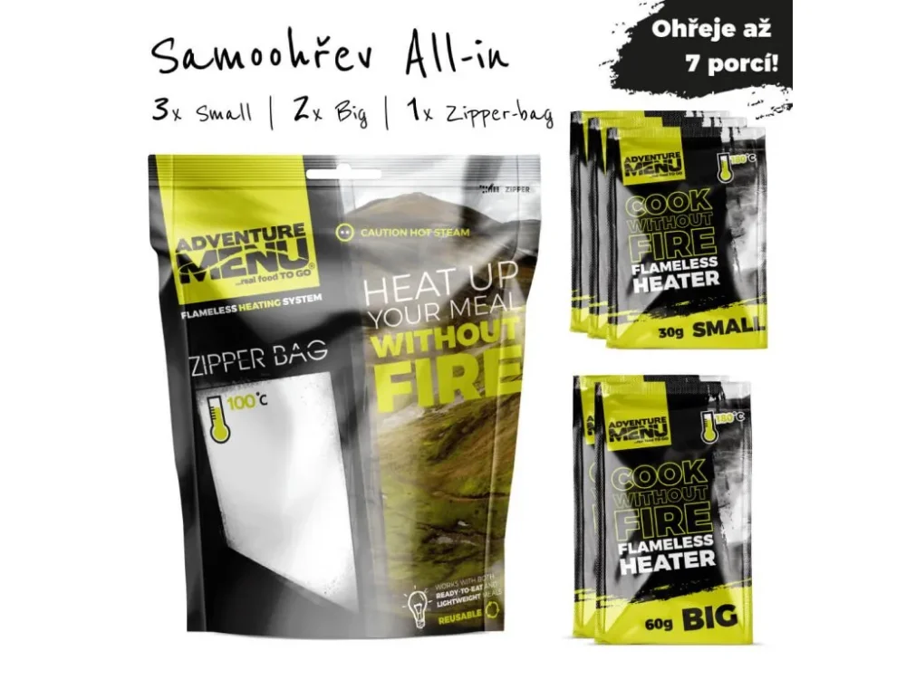 Levně Adventure Menu samoohřevný SET 3x30g + 2x60g + Zipper bag