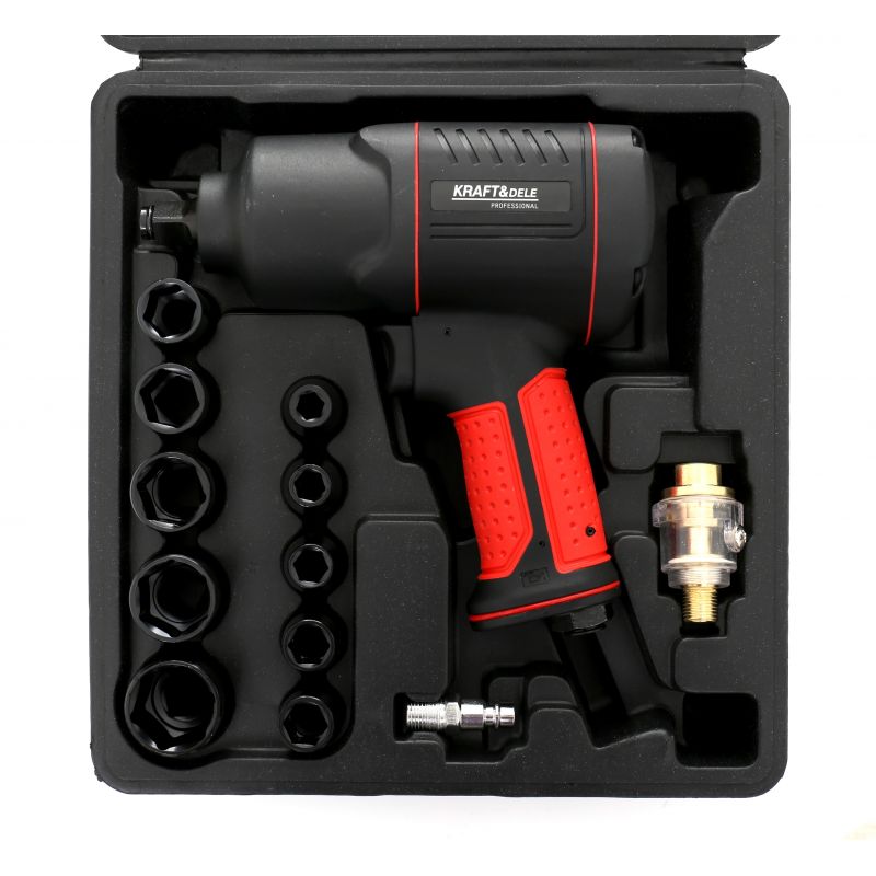 Levně Kraft&Dele KD1433 pneumatický utahovák 1200Nm, příslušenství + kufr