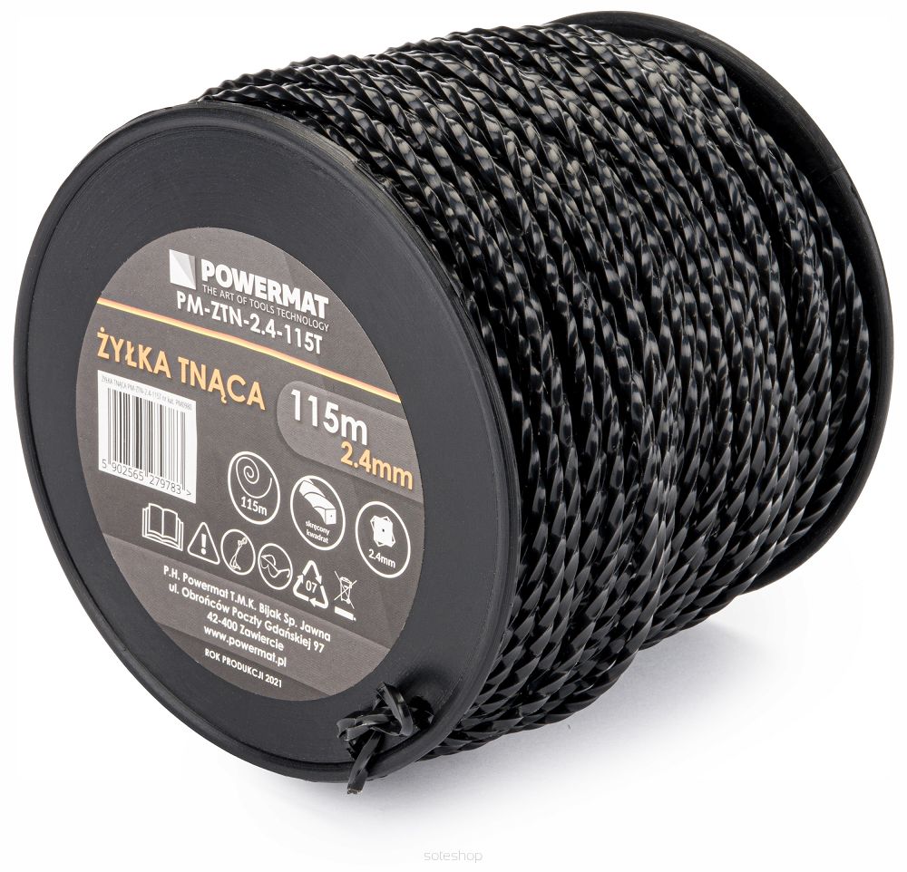 Levně POWERMAT Žací struna do křovinořezu 2,4mm 115m kroucená PM-ZTN-2.4-115T