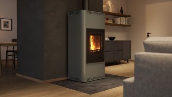 HS FLAMINGO krbová kamna AQUAFLAM 12 s výměníkem automatická regulace šedá