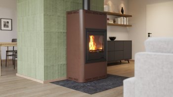 HS FLAMINGO krbová kamna AQUAFLAM 17 s výměníkem manuální regulace hnědá-sametová