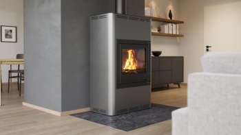 HS FLAMINGO krbová kamna AQUAFLAM 25 s výměníkem automatická regulace šedá