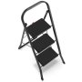 HIGHER Ocelové skládací schůdky – 3 stupně, černá barva