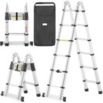 Teleskopický dvoustranný žebřík HIGHER ML-2038P, 2x6, pracovní výška 510 cm