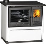PLAMEN sporák na pevná paliva 850 GLAS levý - bílý