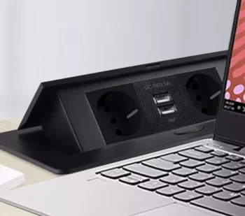 IZOXIS 21446 Dvojitá zásuvka ukrytá v desce stolu s USB