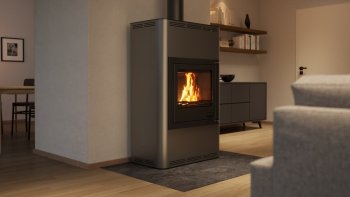 HS FLAMINGO krbová kamna AQUAFLAM 25 s výměníkem automatická regulace šedá