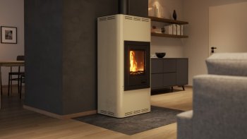 HS FLAMINGO krbová kamna AQUAFLAM 12 s výměníkem základní regulace krémová