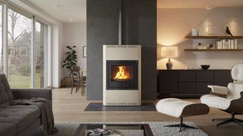 HS FLAMINGO krbová kamna AQUAFLAM 25 s výměníkem základní regulace krémová