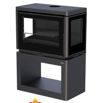 Krbová kamna BRONPI VERSALLES s bočním sklem, 12 kW, černá