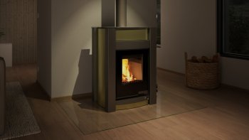 HS FLAMINGO krbová kamna AQUAFLAM VARIO KALMAR 11 kW - olivová (bez výměníku)
