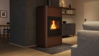 HS FLAMINGO krbová kamna AQUAFLAM 25 s výměníkem automatická regulace hnědá-sametová