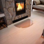 Sklo pod kamna - FLAMINGO Oblouk 700x450 mm, fazeta / R350 / 6 mm