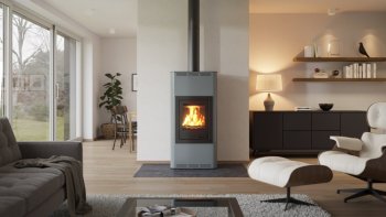 HS FLAMINGO krbová kamna AQUAFLAM 12 s výměníkem automatická regulace šedá