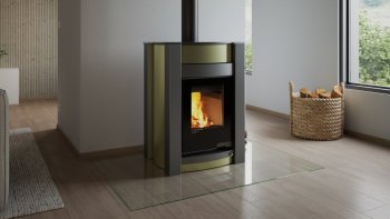 HS FLAMINGO krbová kamna AQUAFLAM VARIO KALMAR 11 kW - olivová (bez výměníku)