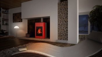 HS FLAMINGO krbová kamna AQUAFLAM VARIO SAPORO 11/7 kW - červená