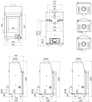 HS FLAMINGO krbová vložka AQUAFLAM 12 PRIZMAT s výměníkem a automatickou regulací hoření