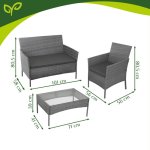 Zahradní nábytek z technoratanu Gardlov 26907, 2 křesla, pohovka a stolek, antracitový
