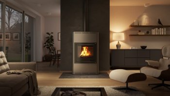 HS FLAMINGO krbová kamna AQUAFLAM 25 s výměníkem automatická regulace šedá