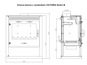 VICTORIA krbová kamna s výměníkem RUBIN B červená