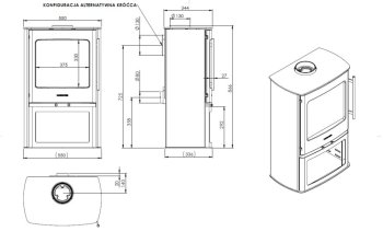 Krbová kamna NORDflam ASKER, 6,5 kW, černá