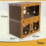 Škrabadlo pro kočky s domečkem Purlov 27017, 51,5 × 45,5 × 28 cm, dvoupatrové, 3v1