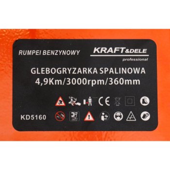 Benzínový kultivátor Kraft&Dele KD5160, 4,9 HP, 36 cm