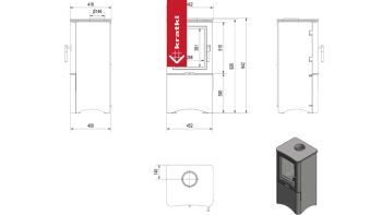KRATKI krbová kamna KOZA K5 zásobník s dvířky - černá