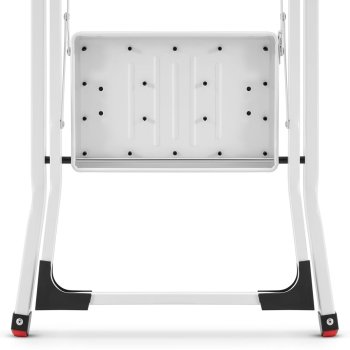 HIGHER Ocelové skládací schůdky – 3 stupně, bílá barva