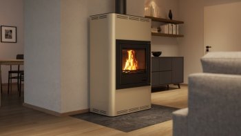 HS FLAMINGO krbová kamna AQUAFLAM 25 s výměníkem základní regulace krémová