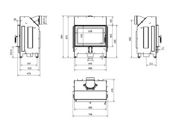 KRATKI krbová vložka ZIBI ECO 9,9 kW, samozavírací dvířka