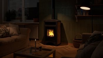 HS FLAMINGO krbová kamna AQUAFLAM VARIO BARMA 11/5 kW - Ořech - elektronická regulace