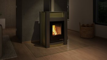 HS FLAMINGO krbová kamna AQUAFLAM VARIO KALMAR 11 kW - olivová (bez výměníku)