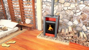 HS FLAMINGO krbová kamna AQUAFLAM VARIO LEND 11 kW - červená (bez výměníku)