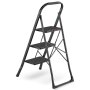 HIGHER Ocelové skládací schůdky – 3 stupně, černá barva