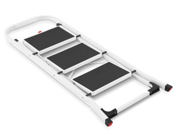 HIGHER Ocelové skládací schůdky – 3 stupně, bílá barva