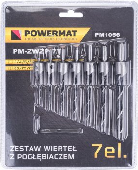 POWERMAT Sada vrtáků do dřeva se záhlubníkem 7ks PM-ZWZP-7T