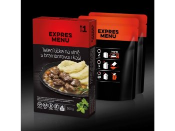 Expres Menu telecí líčka na víně s kaší 1 porce 500g