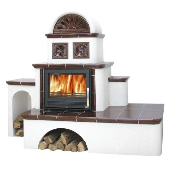 ABX kachlová pec Oxford s výměníkem, hnědá, levé prosklení