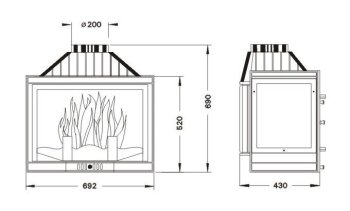 UNIFLAM krbová vložka 700 STANDARD levé prosklení s klapkou 601-713 (II. Jakost)