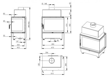 Krbová vložka NORDflam ROTEN pravá, 10 kW