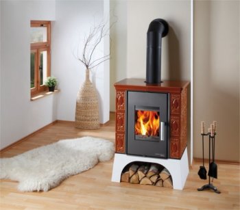 HAAS+SOHN kachlová kamna EMPOLI AL II s výměníkem - černá, kachle karamel, vychlazovací smyčka