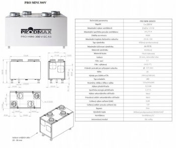PRODMAX Rekuperátor PRO MINI 300H/V PREMIUM