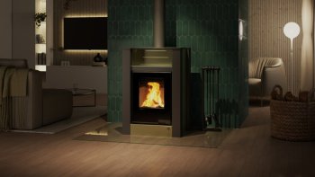 HS FLAMINGO krbová kamna AQUAFLAM VARIO LEND 11/7 kW - olivová