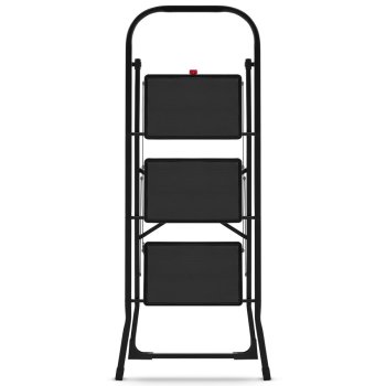 HIGHER Ocelové skládací schůdky – 3 stupně, černá barva