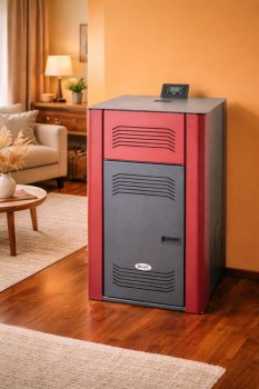 Peletová kamna s výměníkem BLIST Tera 18, 18 kW, červená